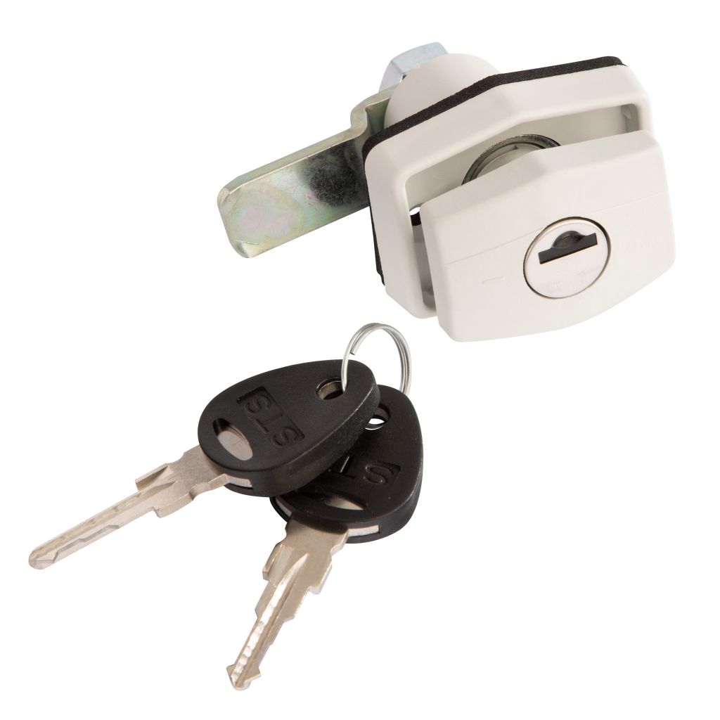 Klička se zámkem hranatá, bílá