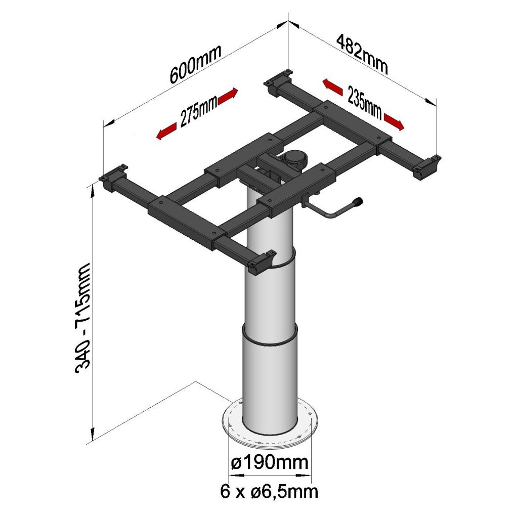 Teleskopický rám stolu Ilse s X/Y posuvem