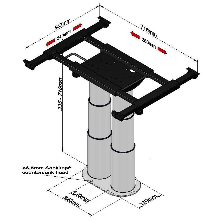 Dvounožný zdvihací rám s posuvným mechanismem