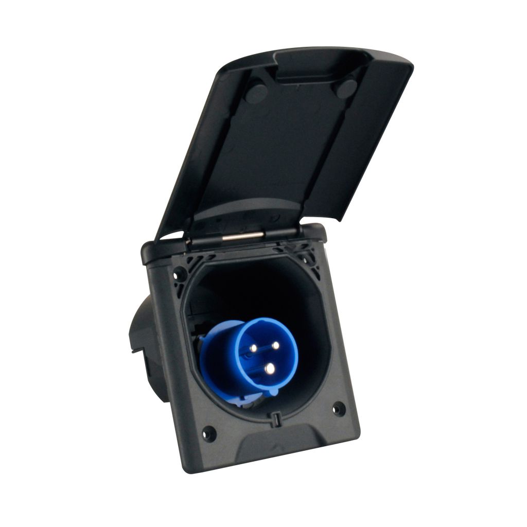 Stěnová zástrčka CEE velká, černá