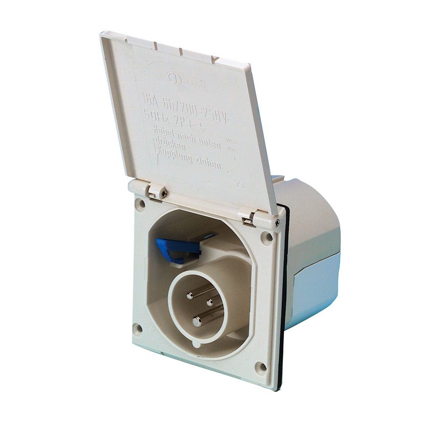 Stěnová zástrčka CEE, bílá