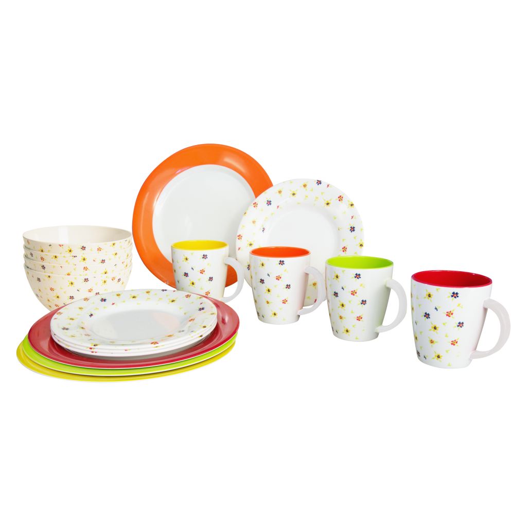 Sada nádobí Rainbow Flowers 16-dílná