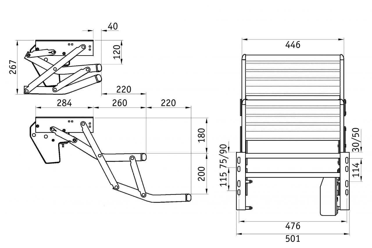 Dvojitý elektrický schůdek 12V 440 Aluminium