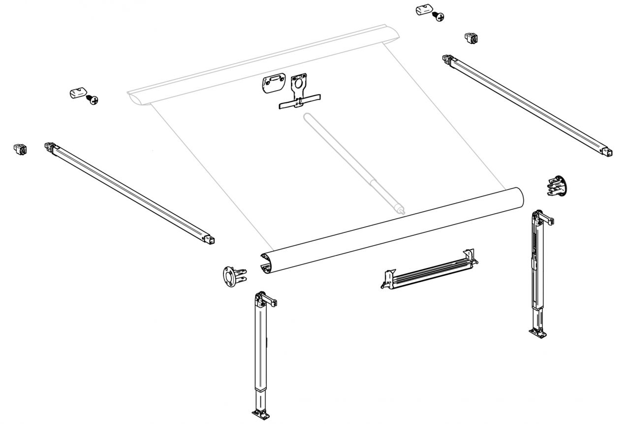 Lead Rail incl. Roller Tube, Caravan Style, 3 m