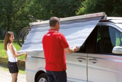 Fiamma F35 Pro, šedá, modrá plachta 223 x 225