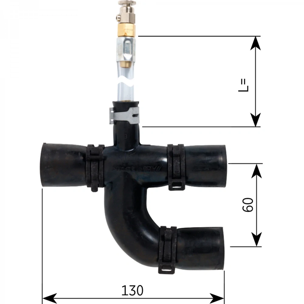 Gumová Y-spojka Alde 22 mm s prodlouženým odvzdušněním 600 mm