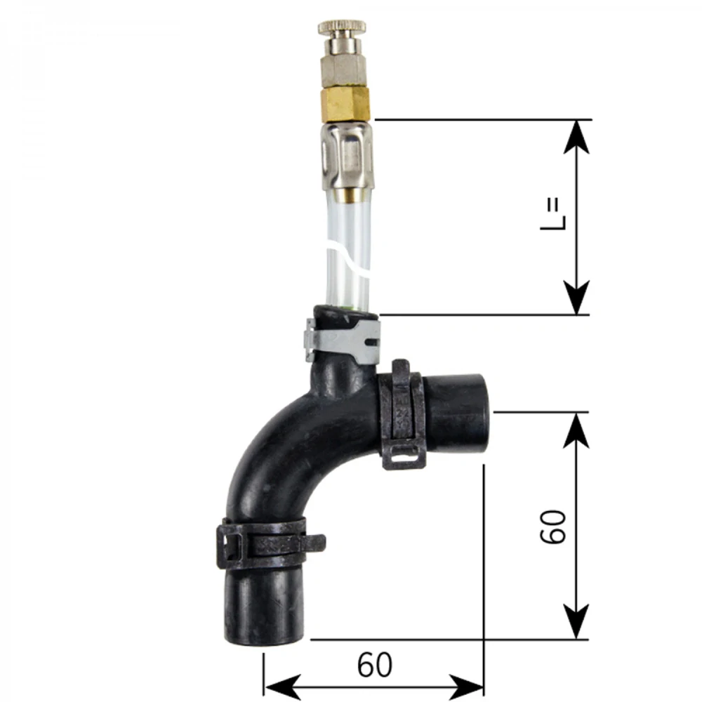 Gumové koleno Alde 16 mm s prodlouženým odvzdušněním 300 mm