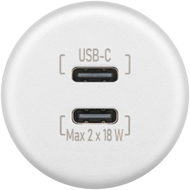 Vestavná nabíjecí zásuvka 2 x USB-C, bílá