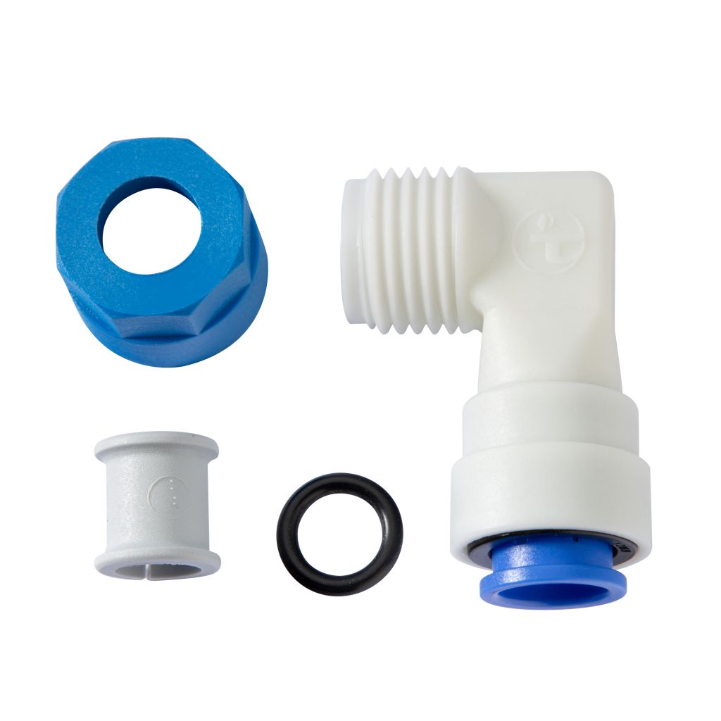 Úhlová přípojka bojleru M 20/JG 12 mm, modrá