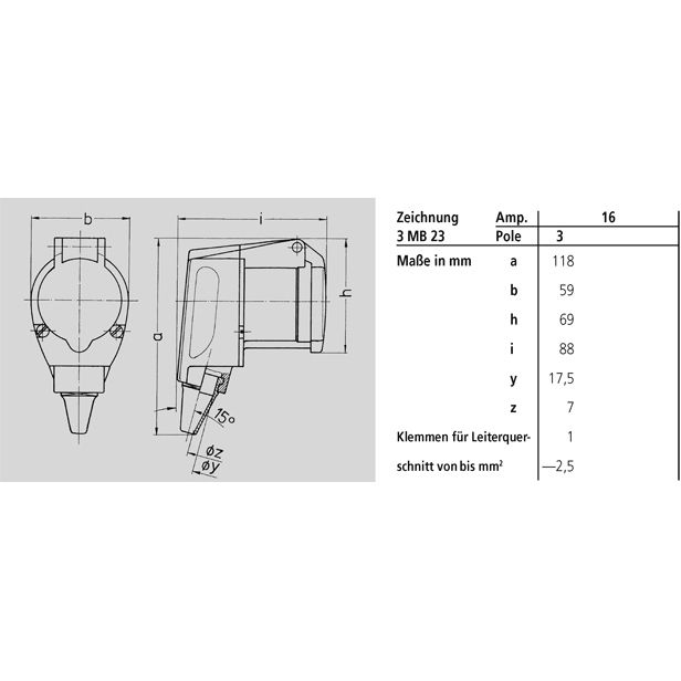 CEE úhlová zásuvka