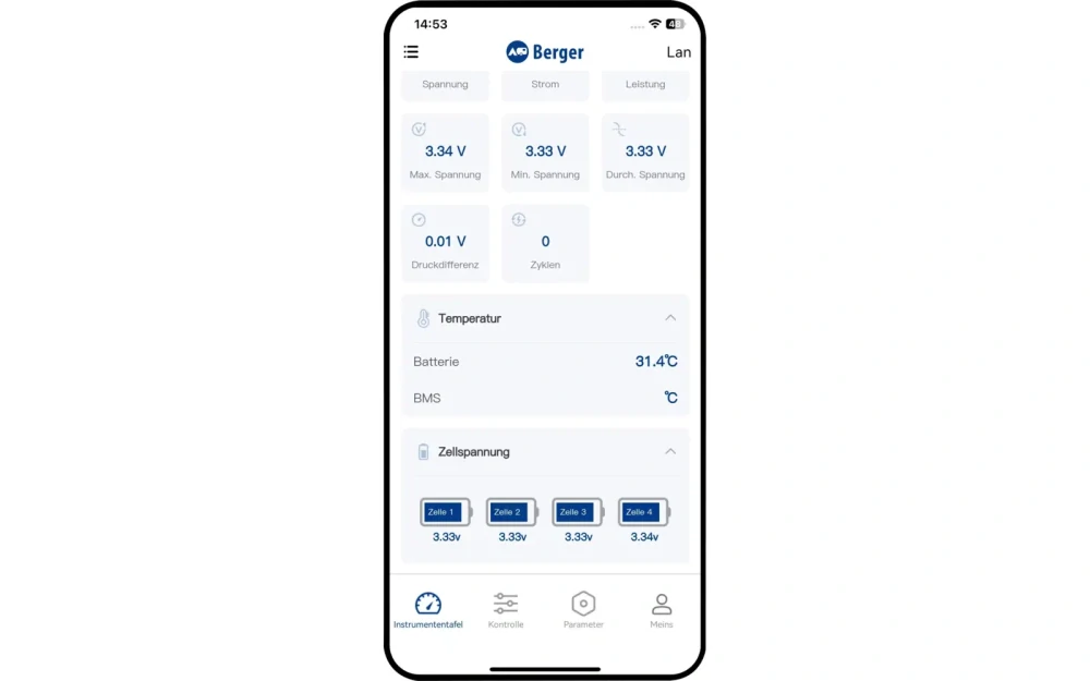 LiFePO4 baterie Berger Lithium Pro 200 Ah 12V s Bluetooth a ohřevem