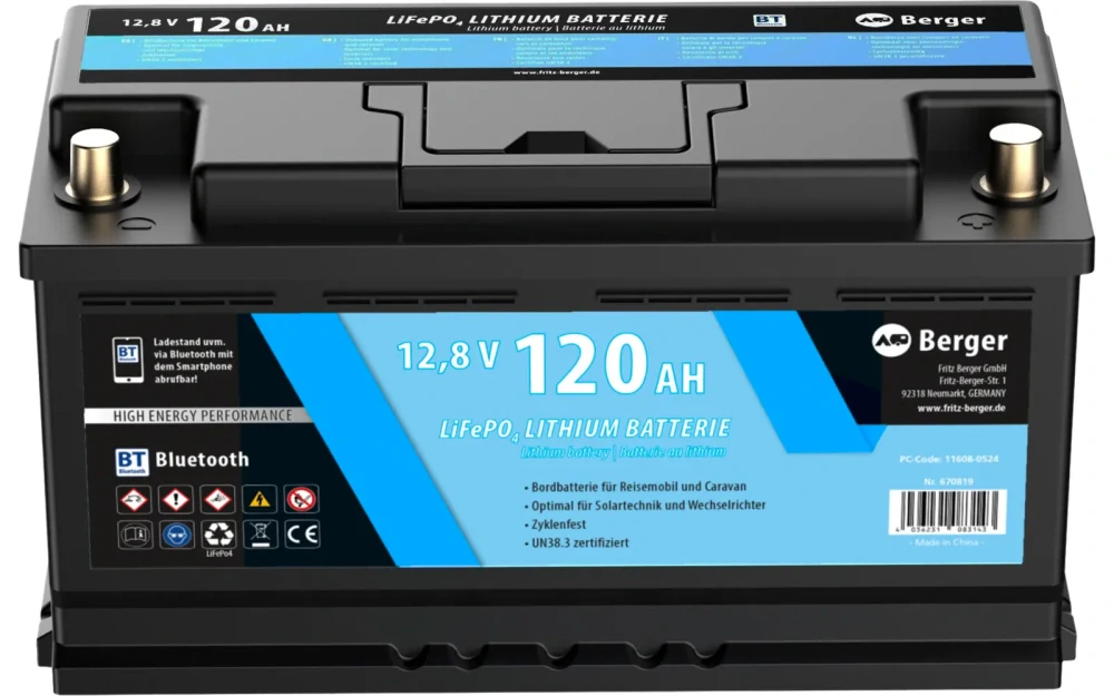 LiFePO4 baterie Berger Lithium Pro 120 Ah 12V s Bluetooth