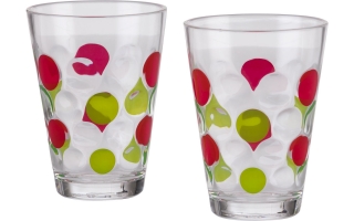 Sklenice Bubble 350 ml, zeleno-červená, 2 ks