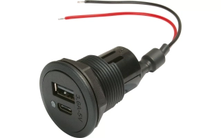 USB-A/C zásuvka kulatá 12 V, antracit