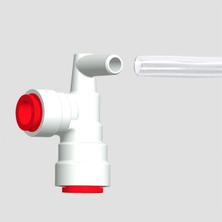 Úhlová přípojka bojleru JG 10/JG 12 mm, červená