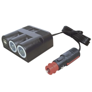 Zásuvka 2 x 12/24 V + USB se zástrčkou 16 A